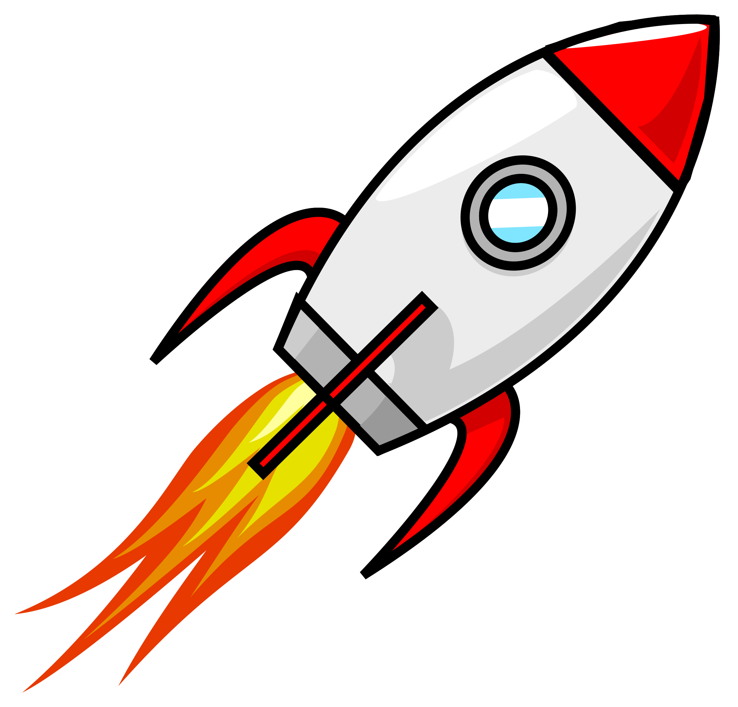 cartoon image of a red and white rocket